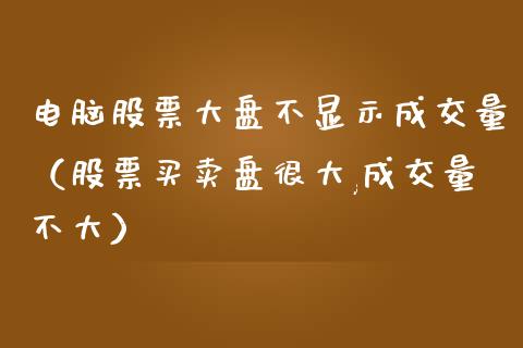 电脑股票大盘不显示成交量（股票买卖盘很大,成交量不大）_https://www.ltsssb.com_股票理论_第1张