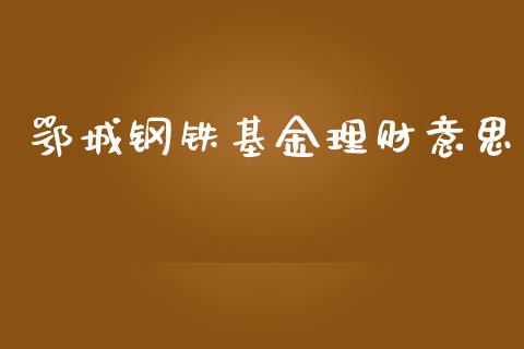 鄂城钢铁基金理财意思_https://www.ltsssb.com_基金频道_第1张