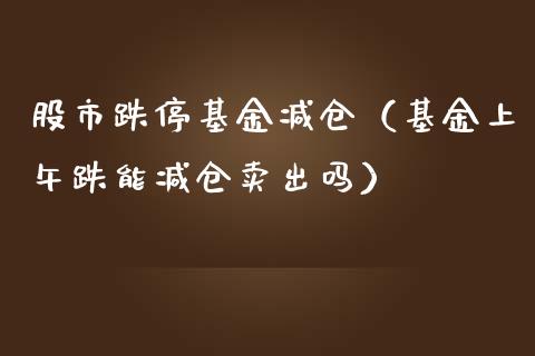 股市跌停基金减仓（基金上午跌能减仓卖出吗）_https://www.ltsssb.com_基金频道_第1张