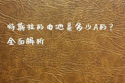 特斯拉的电池是多少A的？全面解析_https://www.ltsssb.com_股票理论_第1张