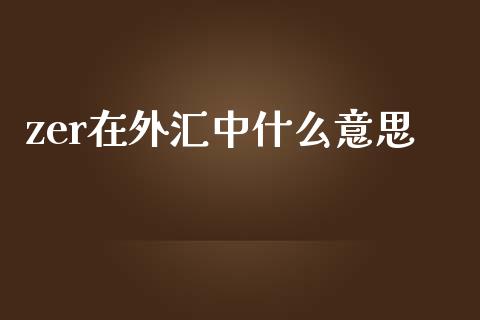 zer在外汇中什么意思_https://www.ltsssb.com_新股数据_第1张