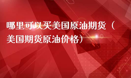 哪里可以买美国原油期货（美国期货原油价格）_https://www.ltsssb.com_期货密码_第1张