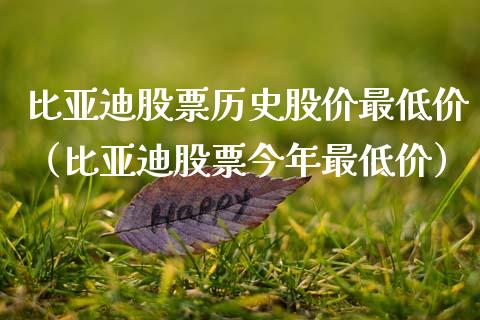 比亚迪股票历史股价最低价（比亚迪股票今年最低价）_https://www.ltsssb.com_股市分析_第1张