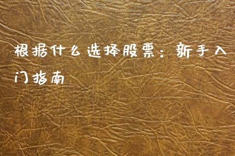 根据什么选择股票:新手入门指南_期货在线_第1张_IT财经网 根据什么选择股票:新手入门指南_https://www.ltsssb.com_期货在线_第1张