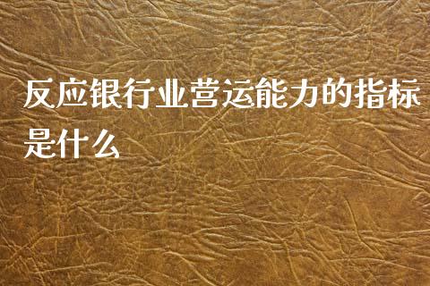 反应银行业营运能力的指标是什么_https://www.ltsssb.com_国际财经_第1张