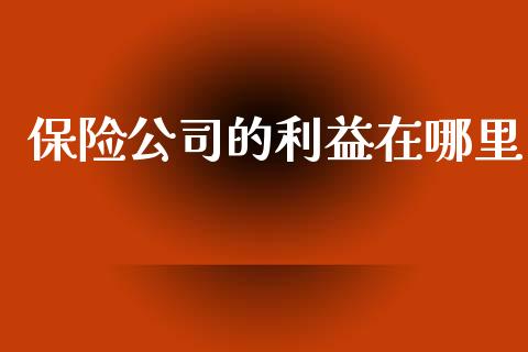 保险公司的利益在哪里_https://www.ltsssb.com_期货行情_第1张