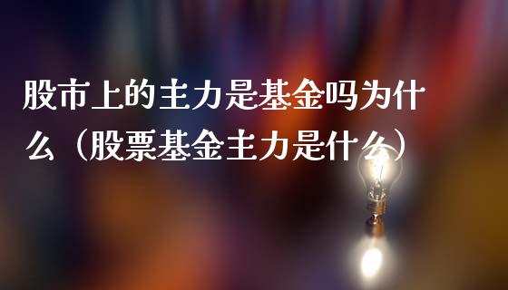 股市上的主力是基金吗为什么（股票基金主力是什么）_https://www.ltsssb.com_基金频道_第1张