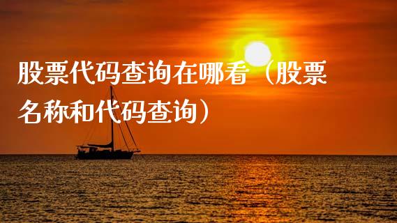 股票代码查询在哪看（股票名称和代码查询）_https://www.ltsssb.com_股票理论_第1张