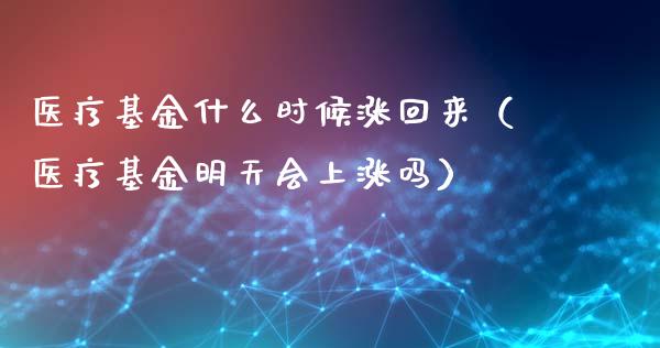 医疗基金什么时候涨回来（医疗基金明天会上涨吗）_https://www.ltsssb.com_基金频道_第1张