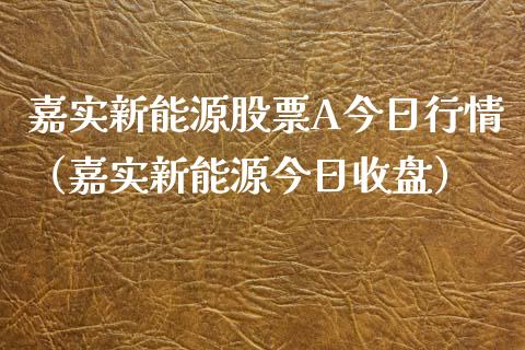 嘉实新能源股票A今日行情（嘉实新能源今日收盘）_https://www.ltsssb.com_股票理论_第1张
