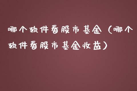 哪个软件看股市基金（哪个软件看股市基金收益）_https://www.ltsssb.com_国际财经_第1张