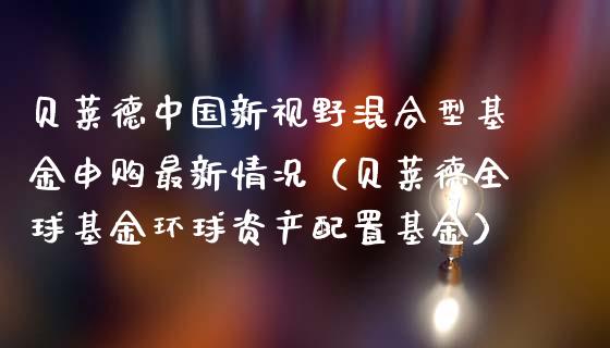 贝莱德中国新视野混合型基金申购最新情况（贝莱德全球基金环球资产配置基金）_https://www.ltsssb.com_基金频道_第1张