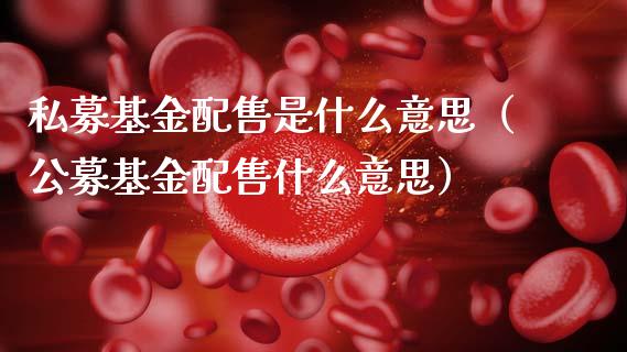 私募基金配售是什么意思（公募基金配售什么意思）_https://www.ltsssb.com_国际财经_第1张