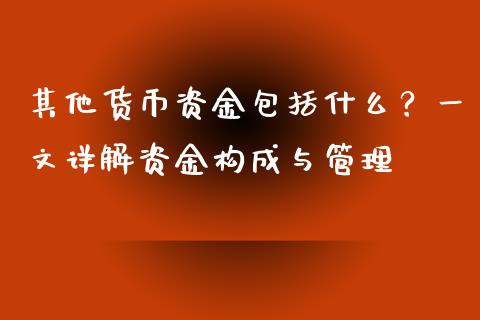 其他货币资金包括什么？一文详解资金构成与管理_https://www.ltsssb.com_基金频道_第1张