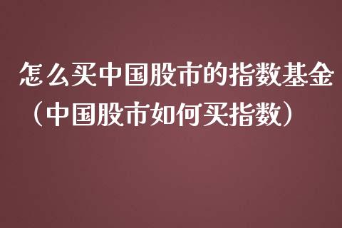 怎么买中国股市的指数基金（中国股市如何买指数）_https://www.ltsssb.com_国际财经_第1张