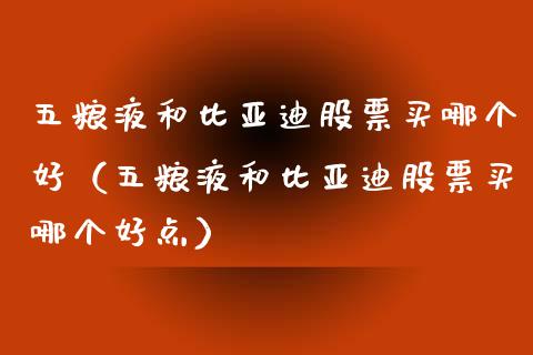五粮液和比亚迪股票买哪个好（五粮液和比亚迪股票买哪个好点）_https://www.ltsssb.com_股市分析_第1张