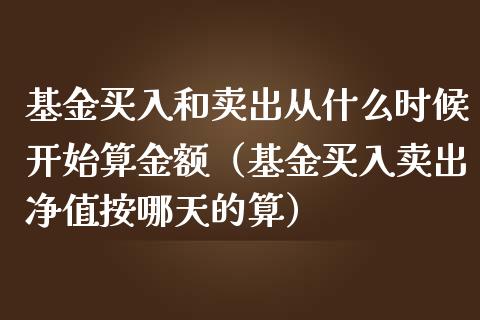 基金买入和卖出从什么时候开始算金额（基金买入卖出净值按哪天的算）_https://www.ltsssb.com_国际财经_第1张