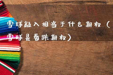 雪球敲入相当于什么期权（雪球是看跌期权）_https://www.ltsssb.com_期货密码_第1张