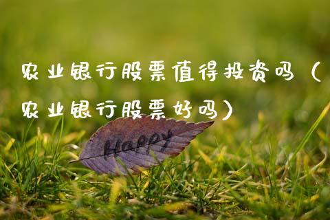 农业银行股票值得投资吗（农业银行股票好吗）_https://www.ltsssb.com_股票理论_第1张