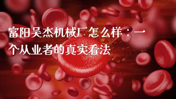 富阳吴杰机械厂怎么样：一个从业者的真实看法_https://www.ltsssb.com_基金频道_第1张