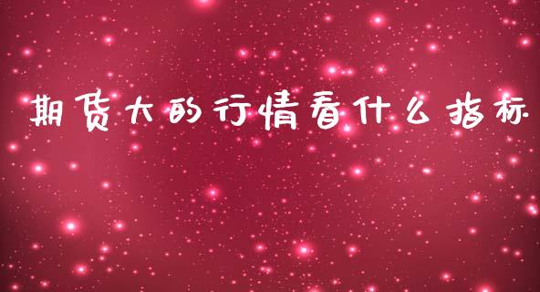 期货大的行情看什么指标_https://www.ltsssb.com_期货密码_第1张