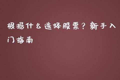 根据什么选择股票？新手入门指南_https://www.ltsssb.com_期货在线_第1张