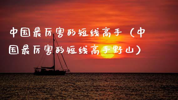 中国最厉害的短线高手（中国最厉害的短线高手野山）_https://www.ltsssb.com_期货密码_第1张