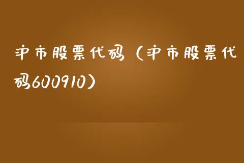 沪市股票代码（沪市股票代码600910）_https://www.ltsssb.com_股票理论_第1张