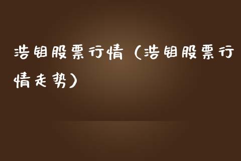 浩钼股票行情（浩钼股票行情走势）_https://www.ltsssb.com_股市分析_第1张