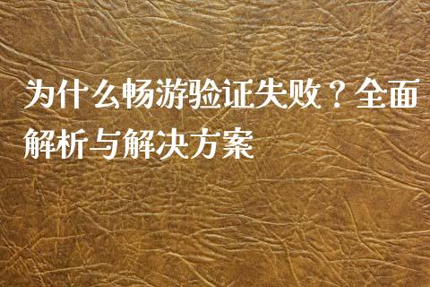 为什么畅游验证失败？全面解析与解决方案_https://www.ltsssb.com_期货密码_第1张