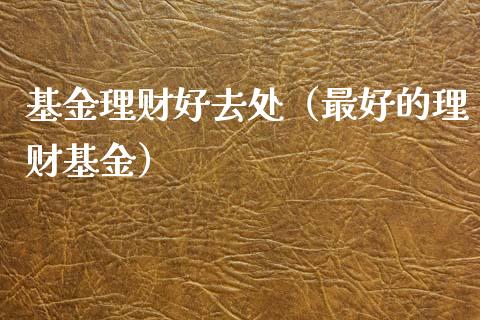 基金理财好去处（最好的理财基金）_https://www.ltsssb.com_基金频道_第1张