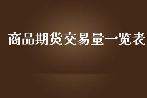 商品期货交易量一览表_https://www.ltsssb.com_国际财经_第1张