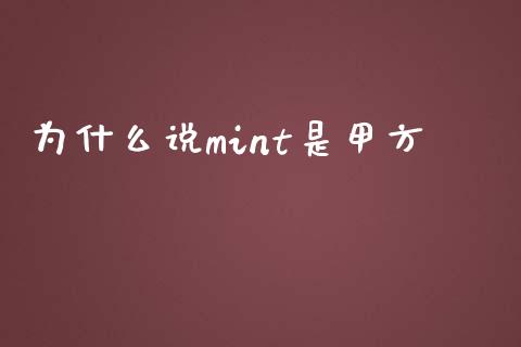 为什么说mint是甲方_https://www.ltsssb.com_基金频道_第1张