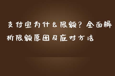支付宝为什么限额？全面解析限额原因及应对方法_https://www.ltsssb.com_期货在线_第1张