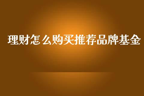 理财怎么购买推荐品牌基金_https://www.ltsssb.com_基金频道_第1张