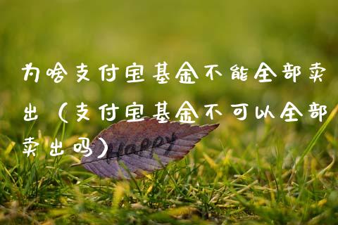 为啥支付宝基金不能全部卖出（支付宝基金不可以全部卖出吗）_https://www.ltsssb.com_国际财经_第1张