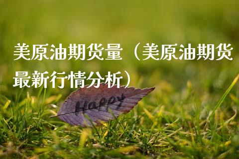 美原油期货量（美原油期货最新行情分析）_https://www.ltsssb.com_期货密码_第1张