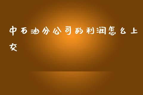 中石油分公司的利润怎么上交_https://www.ltsssb.com_期货在线_第1张