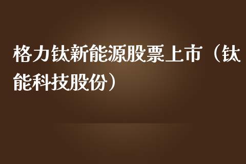 格力钛新能源股票上市（钛能科技股份）_https://www.ltsssb.com_股票理论_第1张