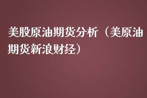 美股原油期货分析（美原油期货新浪财经）_https://www.ltsssb.com_期货密码_第1张