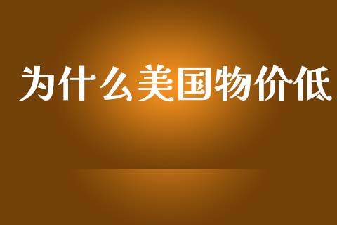 为什么美国物价低_https://www.ltsssb.com_期货在线_第1张