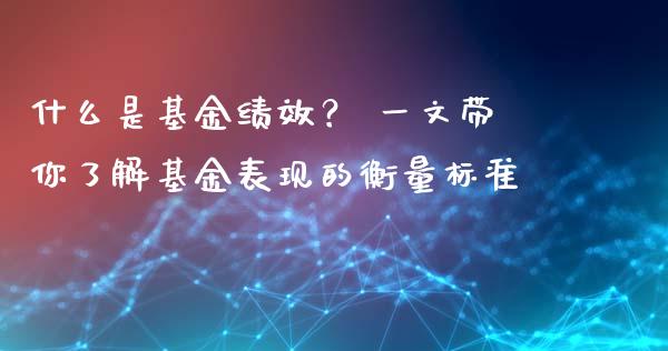 什么是基金绩效？ 一文带你了解基金表现的衡量标准_https://www.ltsssb.com_期货在线_第1张
