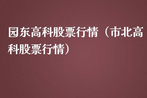 园东高科股票行情（市北高科股票行情）_https://www.ltsssb.com_股市分析_第1张
