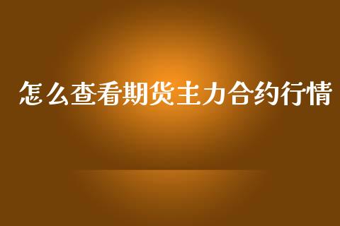 怎么查看期货主力合约行情_https://www.ltsssb.com_期货在线_第1张