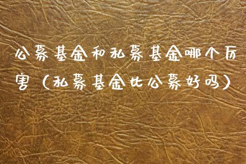 公募基金和私募基金哪个厉害（私募基金比公募好吗）_https://www.ltsssb.com_基金频道_第1张