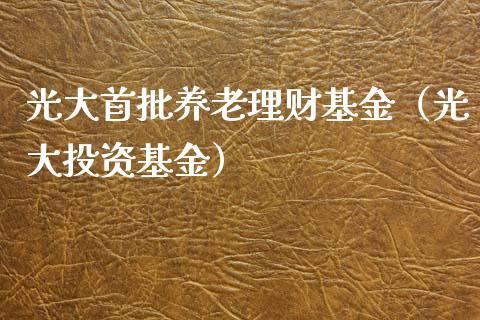 光大首批养老理财基金（光大投资基金）_https://www.ltsssb.com_基金频道_第1张
