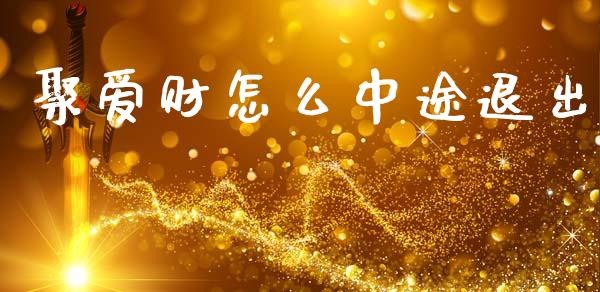 聚爱财怎么中途退出_https://www.ltsssb.com_股市分析_第1张