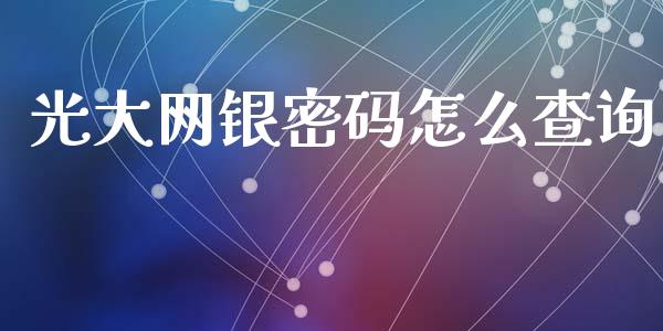 光大网银密码怎么查询_https://www.ltsssb.com_股市分析_第1张