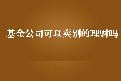 基金公司可以卖别的理财吗_https://www.ltsssb.com_基金频道_第1张