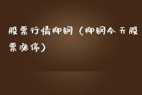 股票行情柳钢（柳钢今天股票涨停）_https://www.ltsssb.com_股票理论_第1张